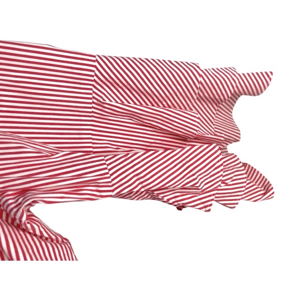 Adrianna Papell Tiered Ruffle Bell Sleeve Striped Red and White Dress Size: 16W - Picture 3 of 4